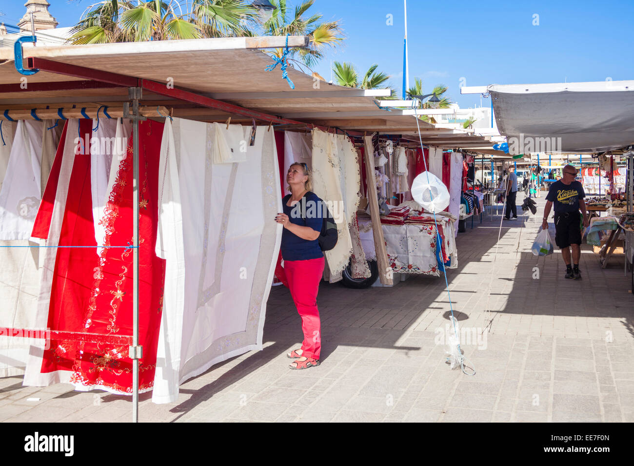 Traditional Malta Lace Marsaxlokk Malta Market Malta EU Europe Stock