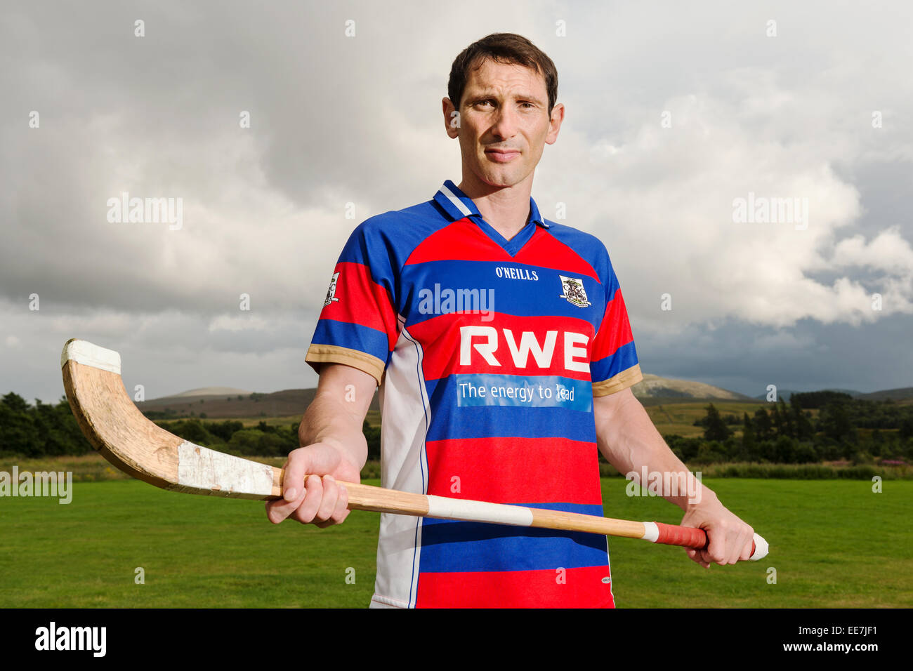 Kingussie shinty player and legend Ronald Ross MBE pictured during the 2014 season. Stock Photo