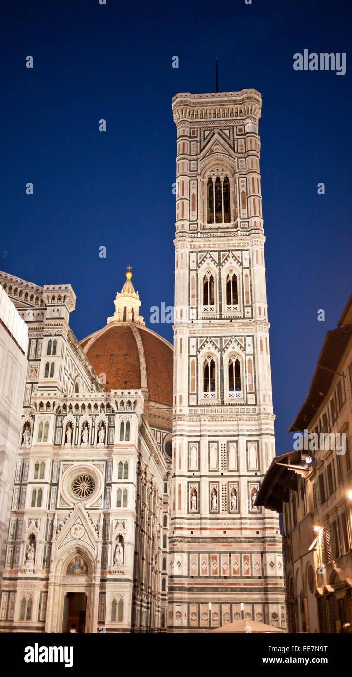Florence Cathedral, Duomo Basilica di Santa Maria del Fiore, during twilight. Stock Photo