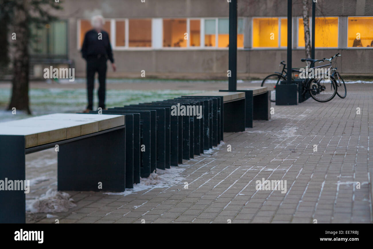 Benches And Bicycle Parking Office Building Stock Photo 77618678