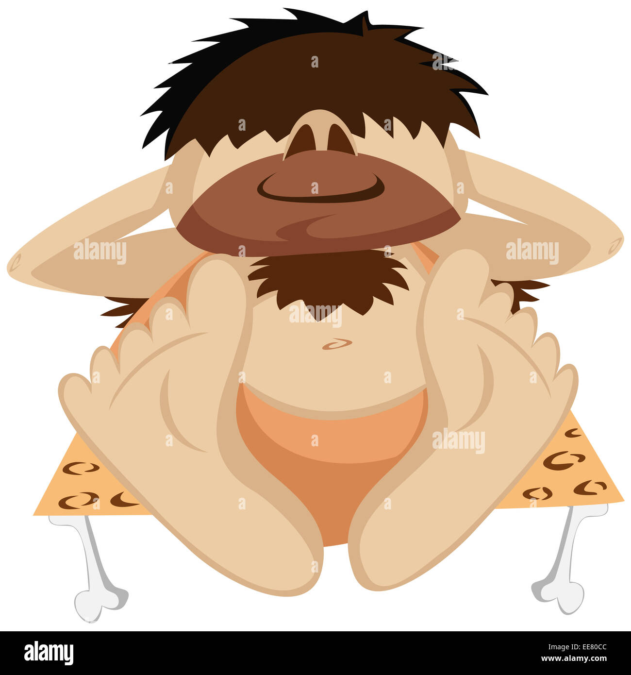 Paleo summer - Funny lazy prehistoric caveman illustration (lying