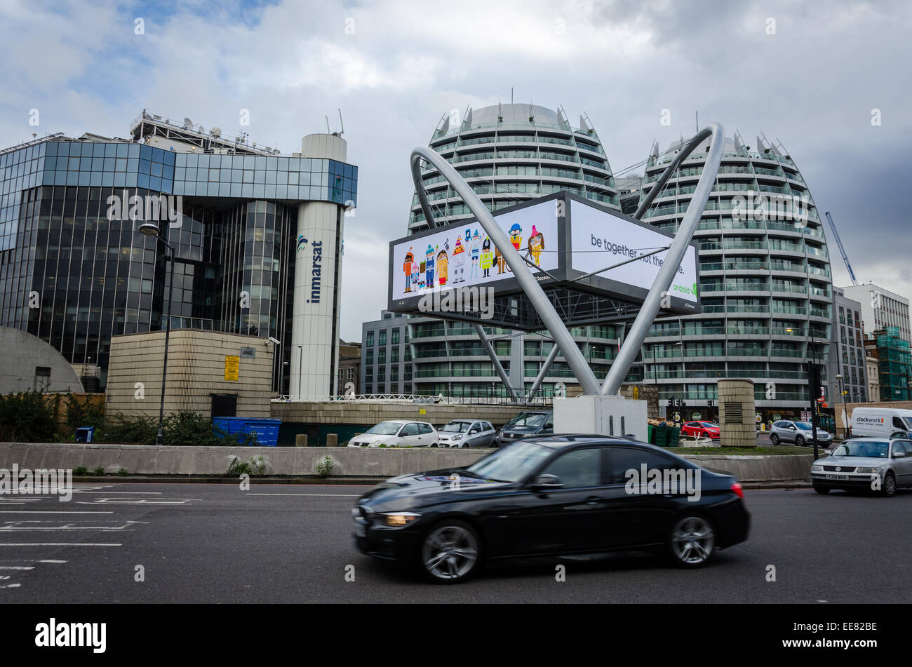 Old Street roundabout, referred to as Silicon Roundabout and Tech City due to the volume of technology businesses. London, UK Stock Photo