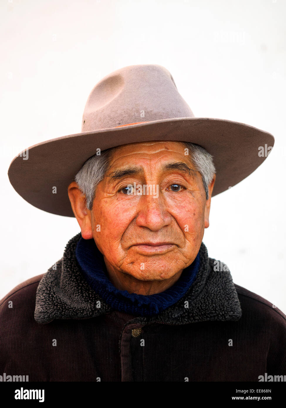 Portrait of a local man in Chivay - Peru Stock Photo