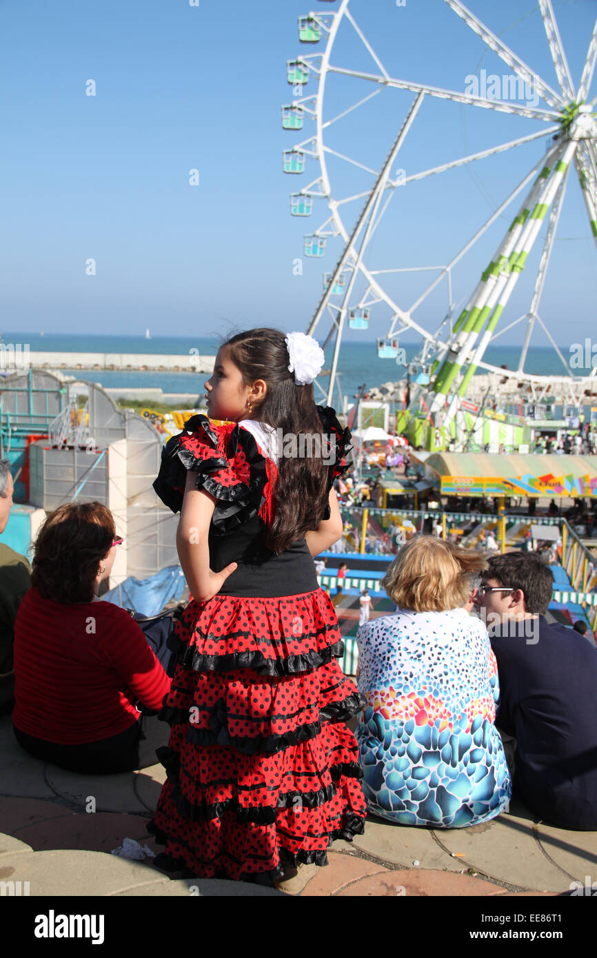 Young girl in traditional Spanish flamenco