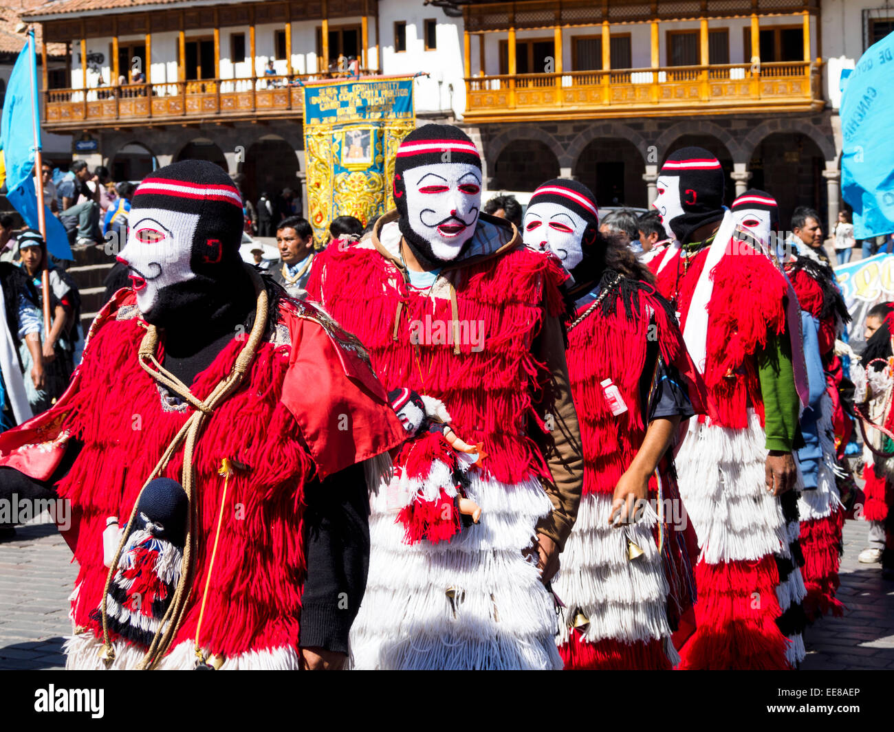 People from all regions gather to Cusco for the Qoyllority (or Qoyllur Rit'i) pilgrimage to the mountain sanctuary of Sinakara - Cusco, Peru Stock Photo