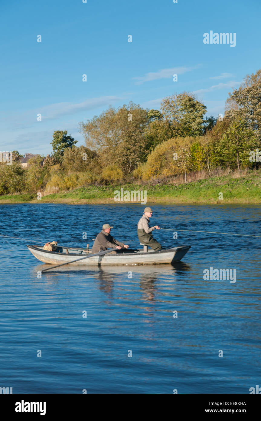 Salmon fishing River Tweed Kelso Scottish Borders Scotland Stock Photo