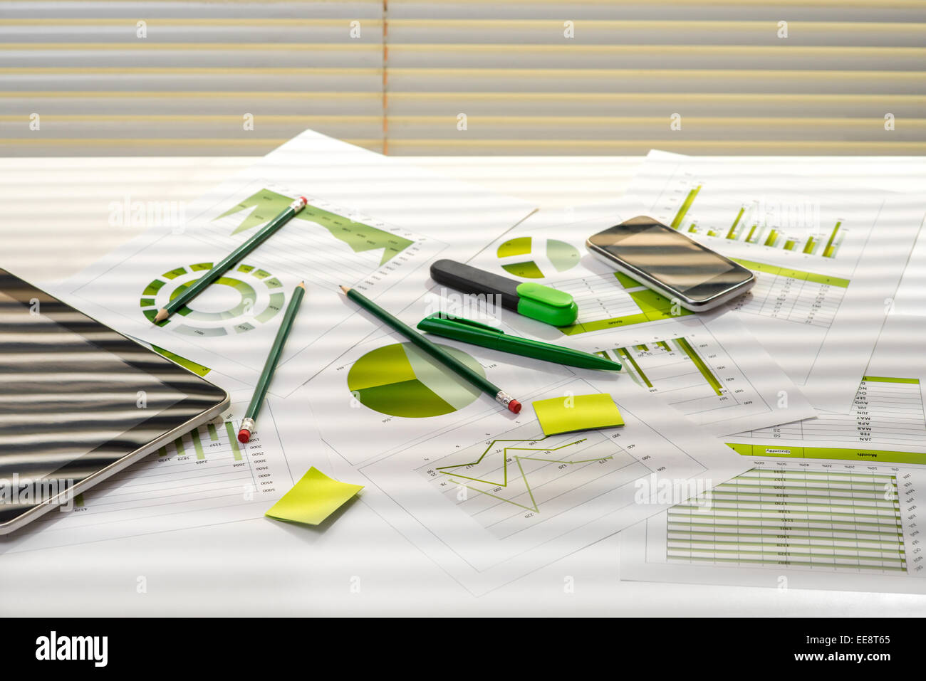 Office table with working stuff Stock Photo - Alamy