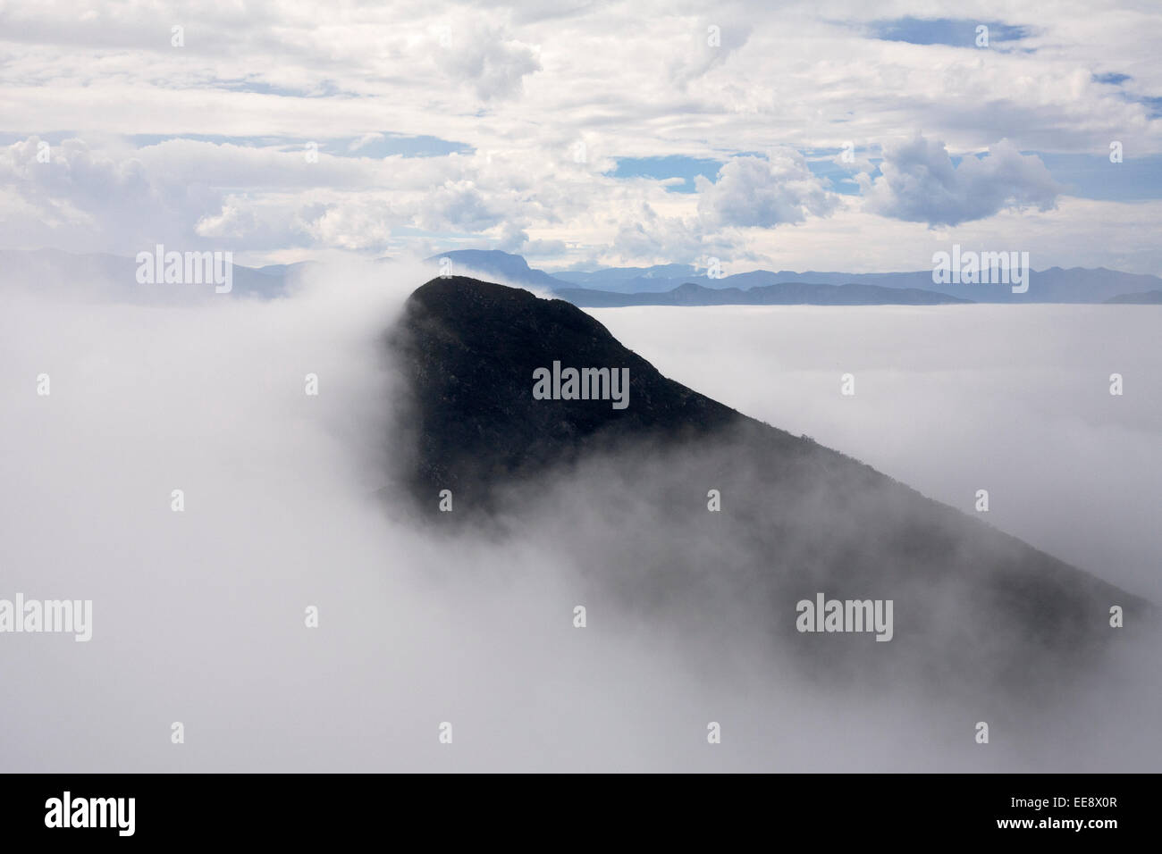 El Pico Norte or The North Peak of The Cerro de La Silla above Monterrey Mexico. Stock Photo