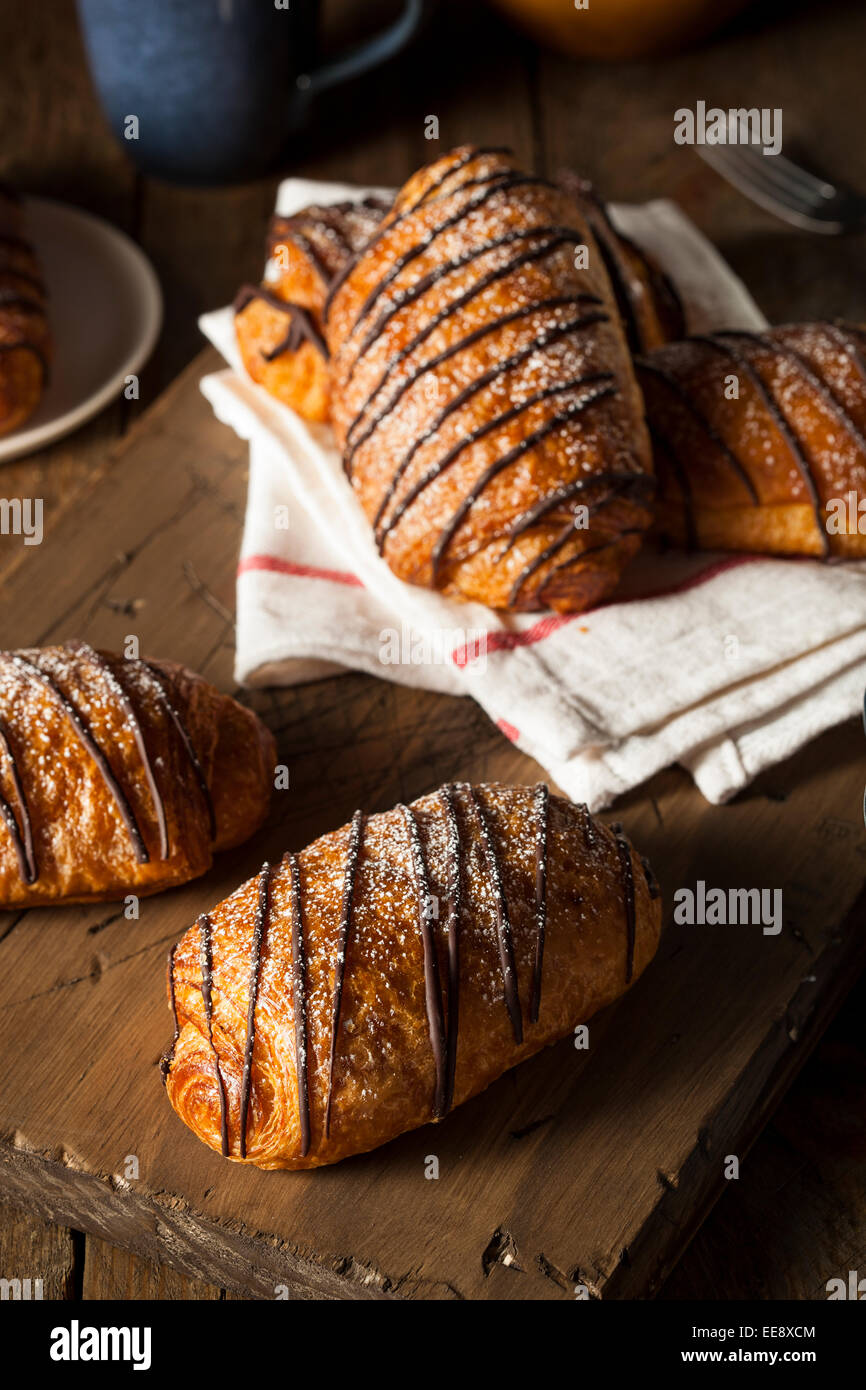 Homemade Chocolate Croissant Pastry with Powdered Sugar Stock Photo Alamy