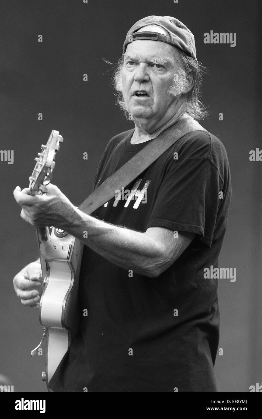 Neil Young and Crazy Horse headline British Summertime at Hyde Park, London  Featuring: Neil Young Where: London, United Kingdom When: 12 Jul 2014 Stock Photo