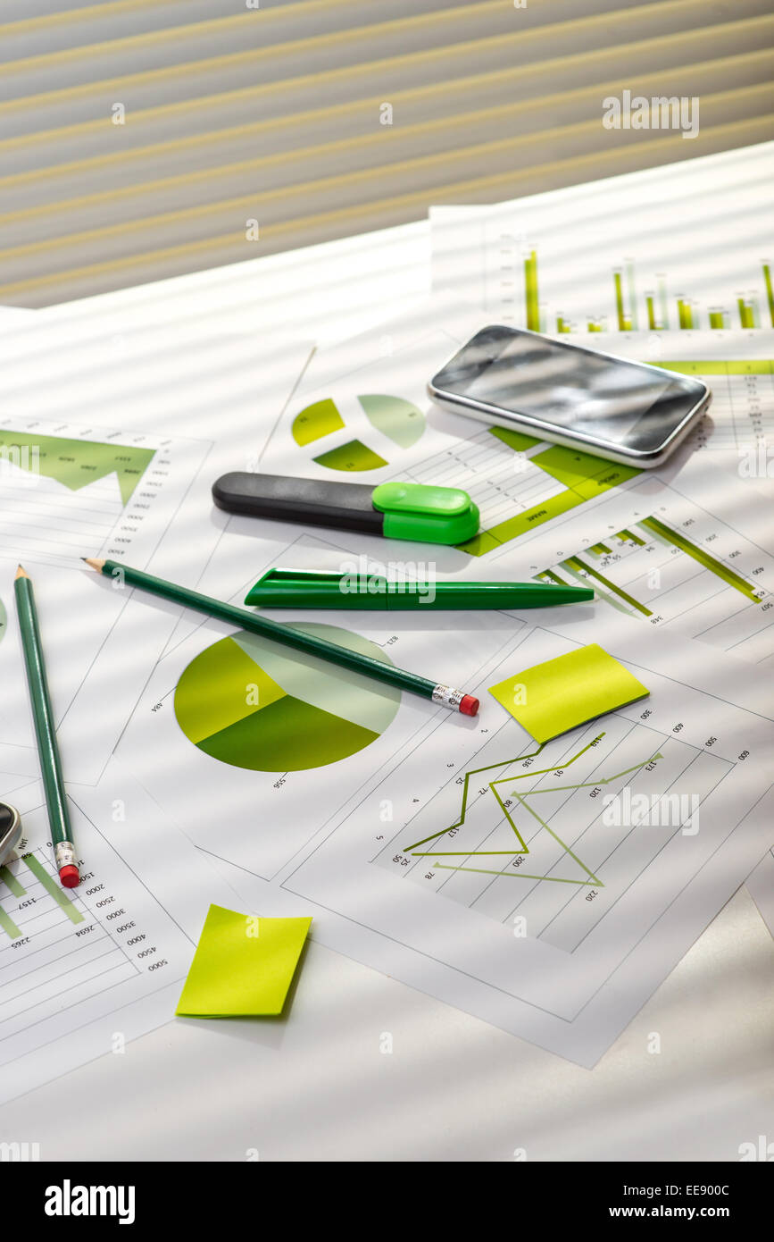 Office table with working stuff Stock Photo - Alamy