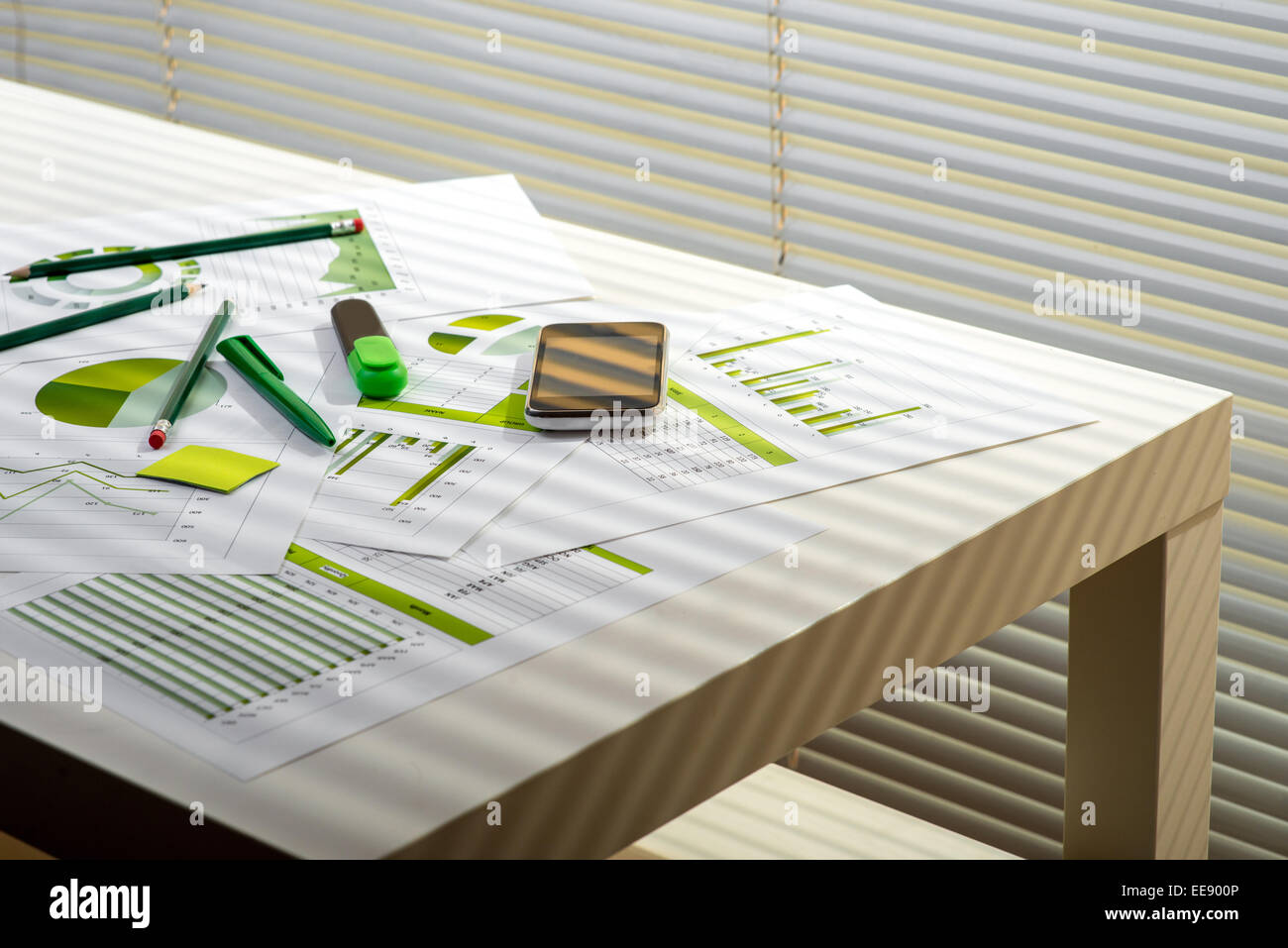 Office table with working stuff Stock Photo - Alamy