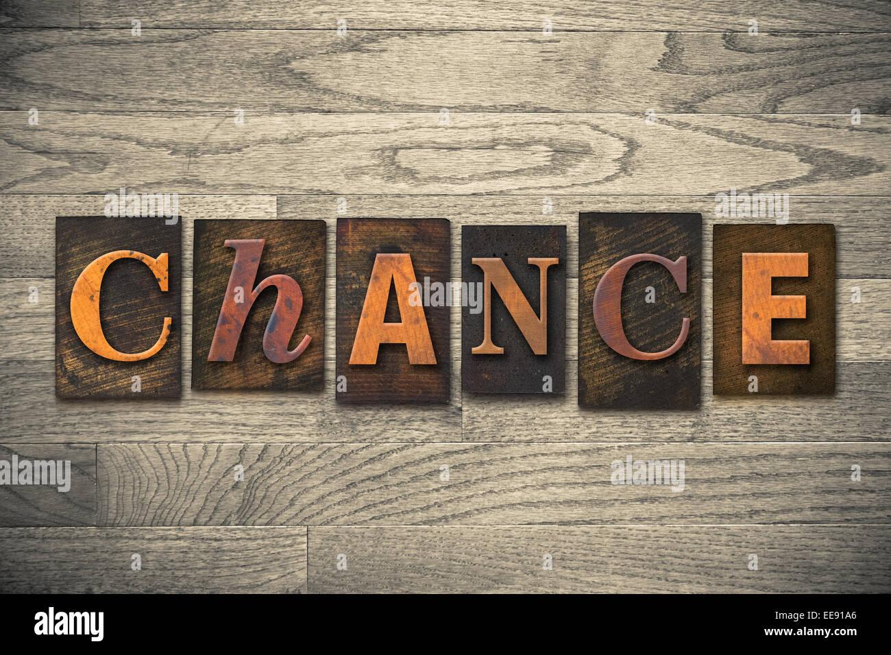 The word "CHANCE" written in wooden letterpress type Stock Photo - Alamy