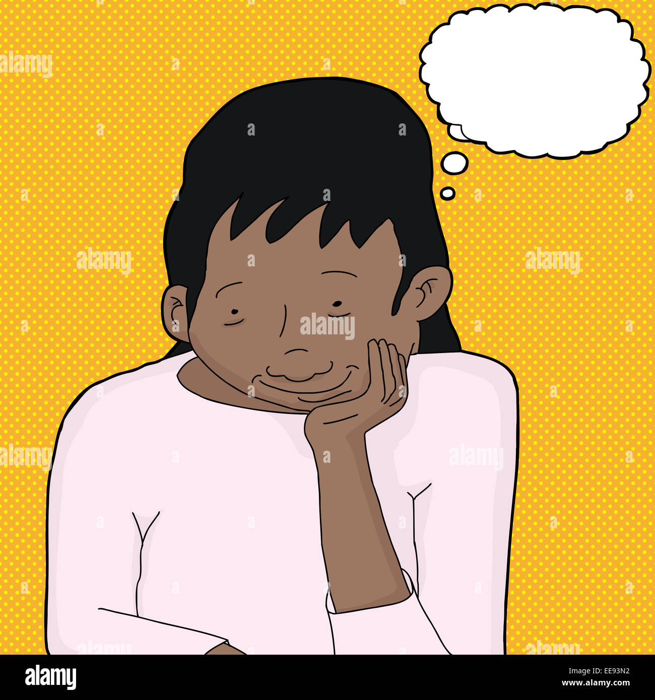 Cartoon satisfied woman bubble hi-res stock photography and images - Alamy