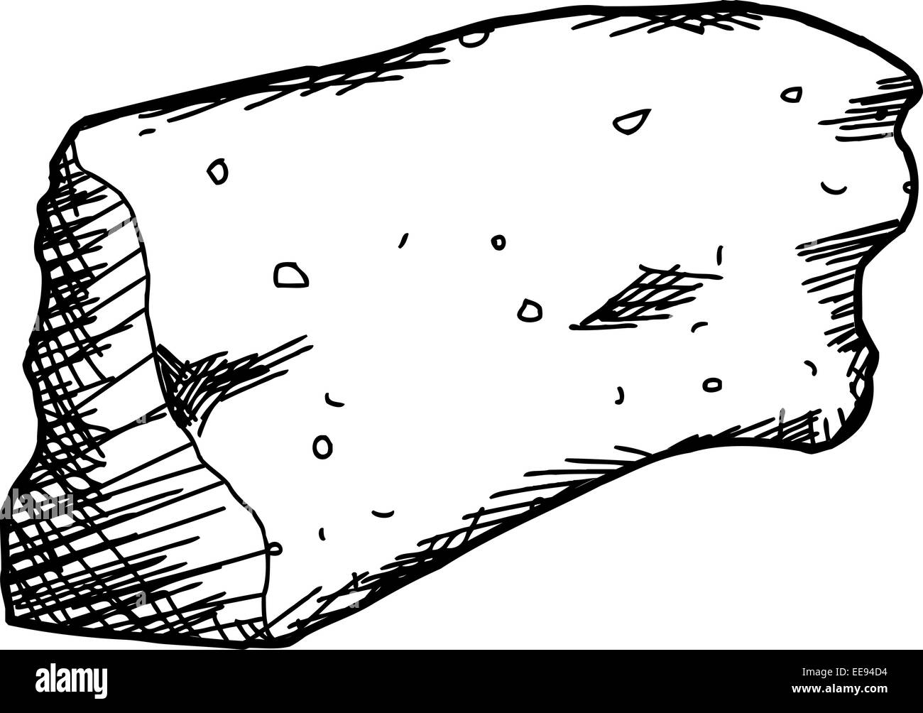 Outline drawing of igneous andesite rock sample over white Stock Photo