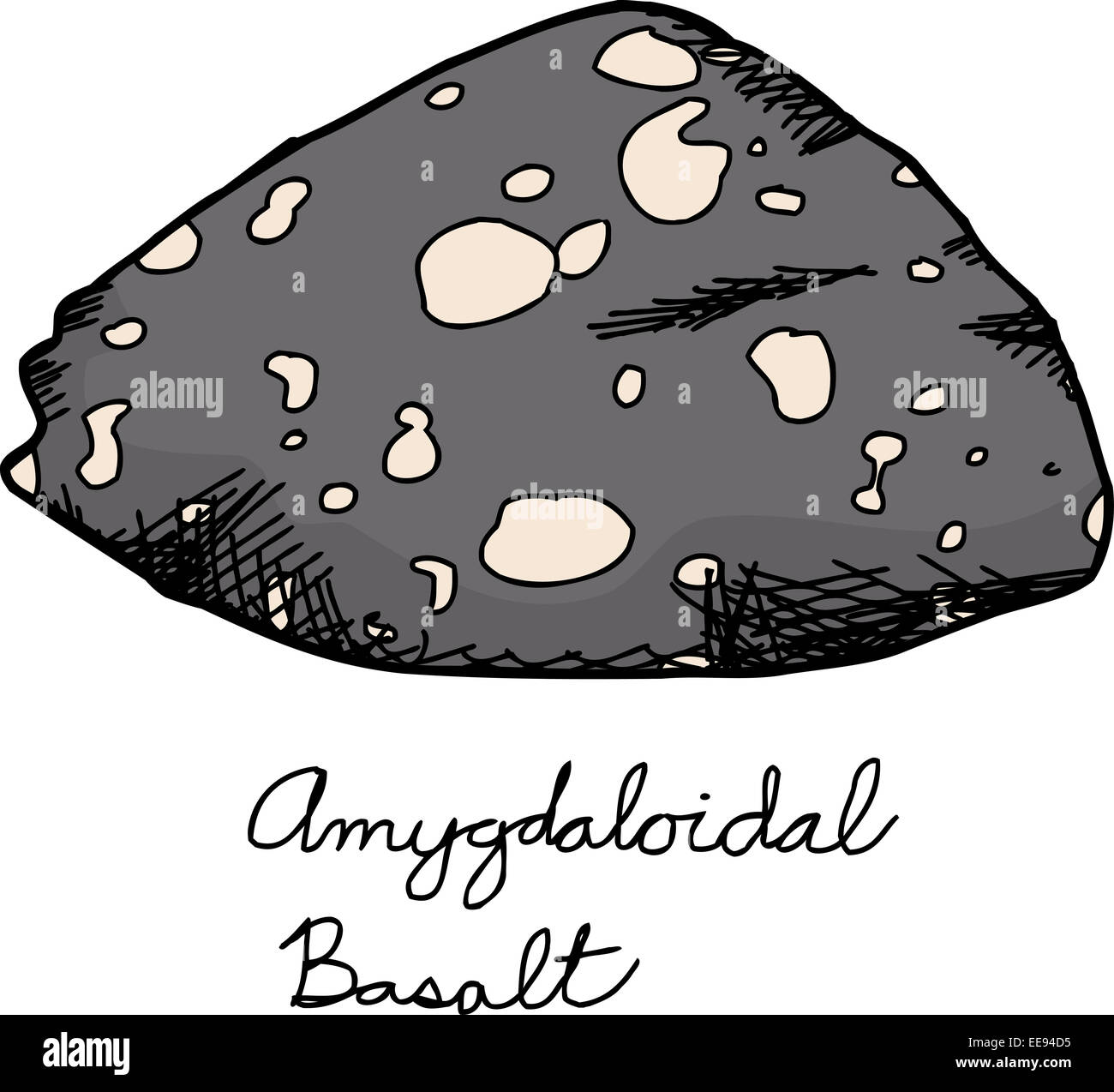 Isolated Amygdaloidal Basalt Rock Illustration Over White Background Isolated Amygdaloidal Basalt Rock Illustration Over White Background