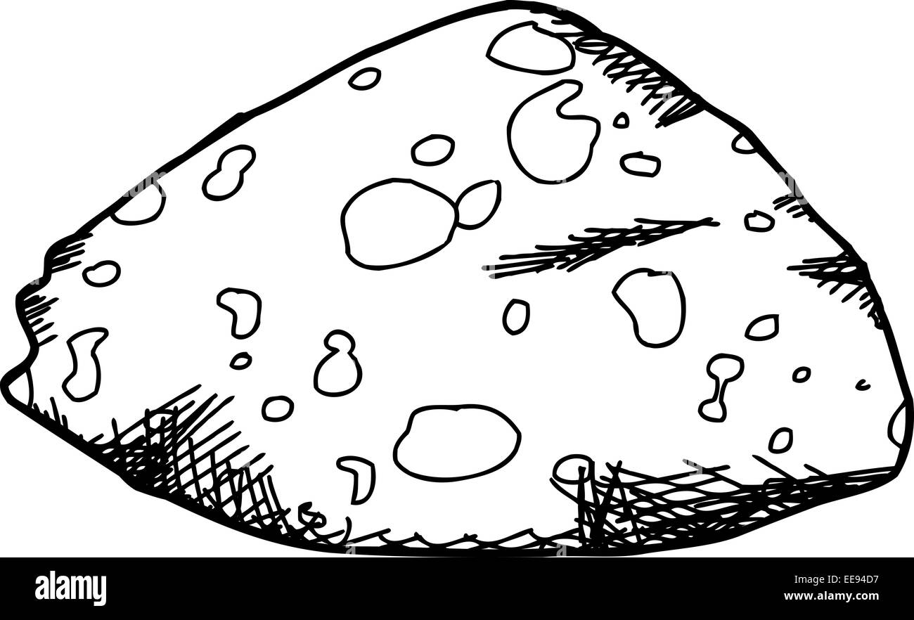 Hand drawn outline illustration of an amygdaloidal basalt rock Stock Photo