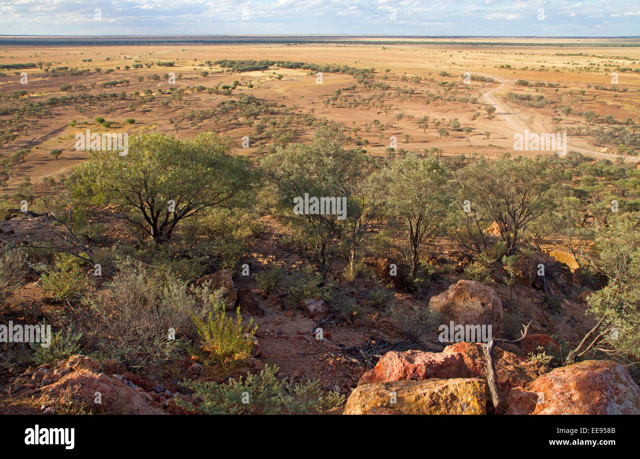 Road through the Queensland outback near Winton Stock Photo Alamy