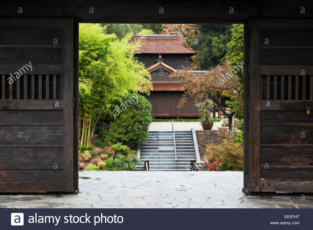 Traditional Japanese House Framed in Doorway at The