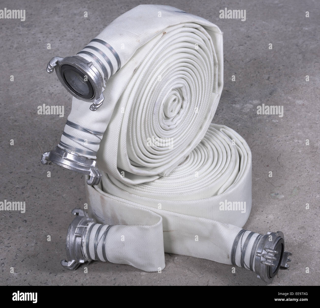 Two fire hose to work at a pressure Stock Photo