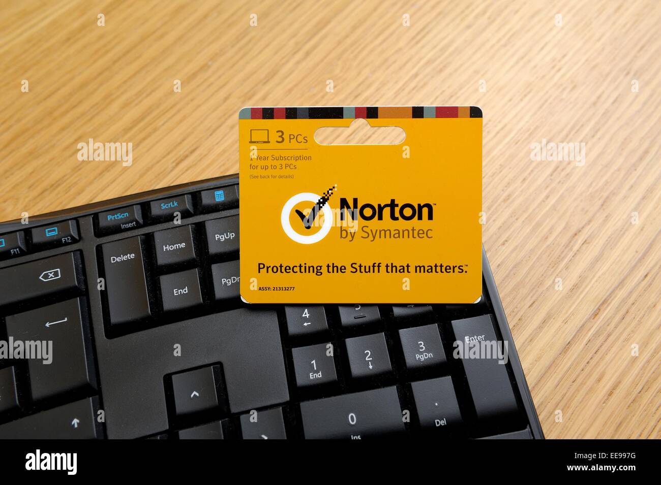 Norton by Symantec 3pc 1 year subscription card uk Stock Photo