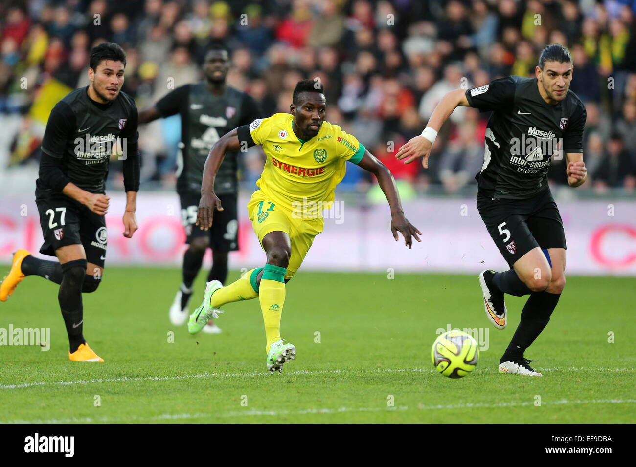 Ismael BANGOURA/Jose Luis PALOMINO/Guido MILAN - 11.01.2015 - Nantes/Metz - 20e journee de Ligue 1.Photo : Vincent Michel/Icon Sport Stock Photo