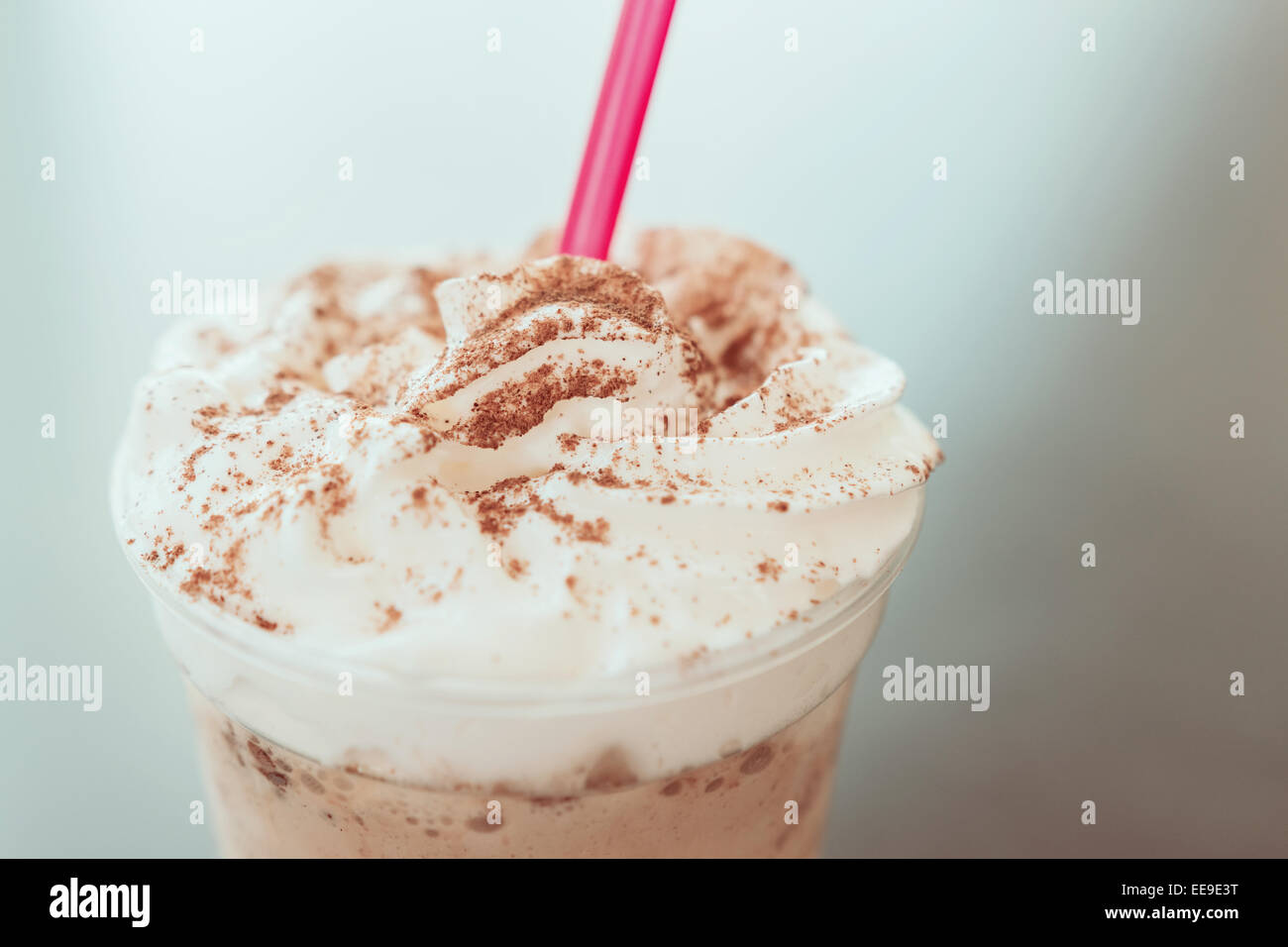 Retro Photo Of Frappe Iced Coffee Drink Stock Photo