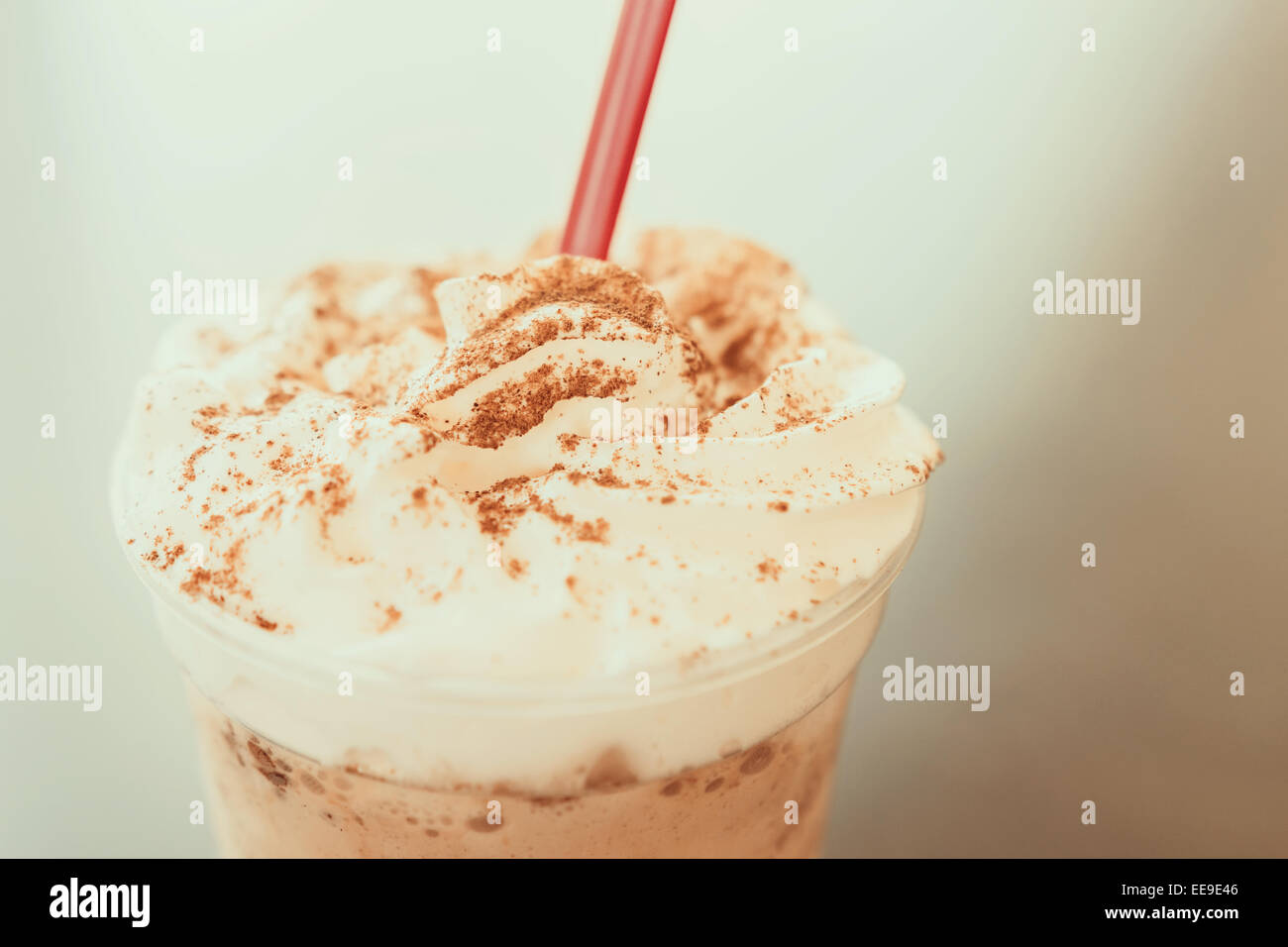 Retro Photo Of Frappe Iced Coffee Drink Stock Photo