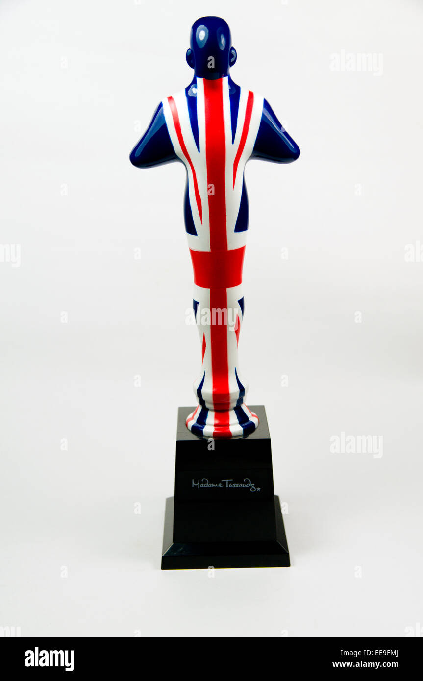 Oscar figure painted in Union Flag from Madame Tussauds in London. Stock Photo