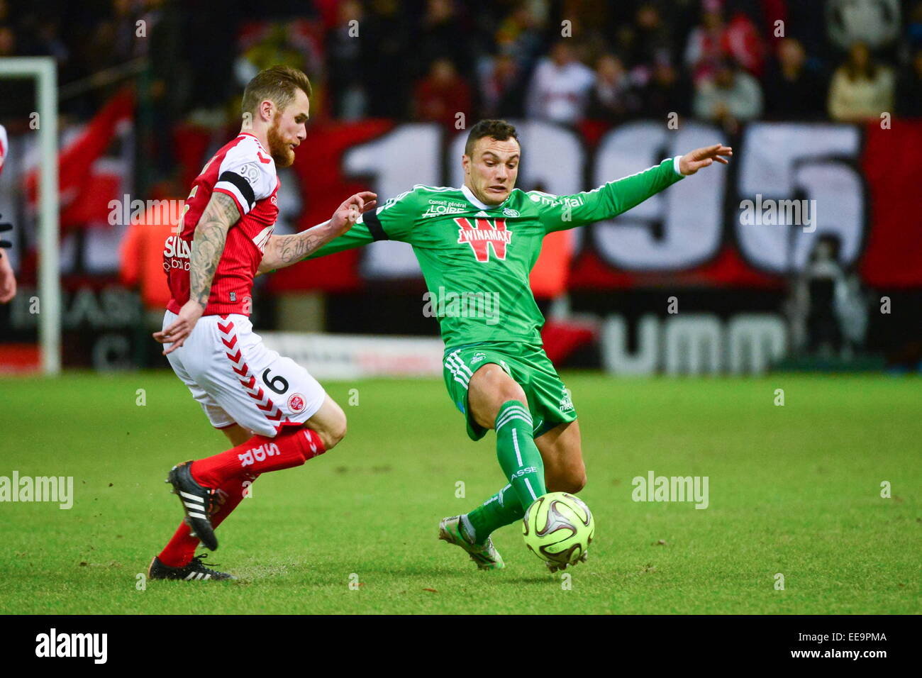 Yohan MOLLO/Antoine DEVAUX - 10.01.2015 - Reims/Saint Etienne - 20eme journee de Ligue 1.Photo : Dave Winter/Icon Sport Stock Photo