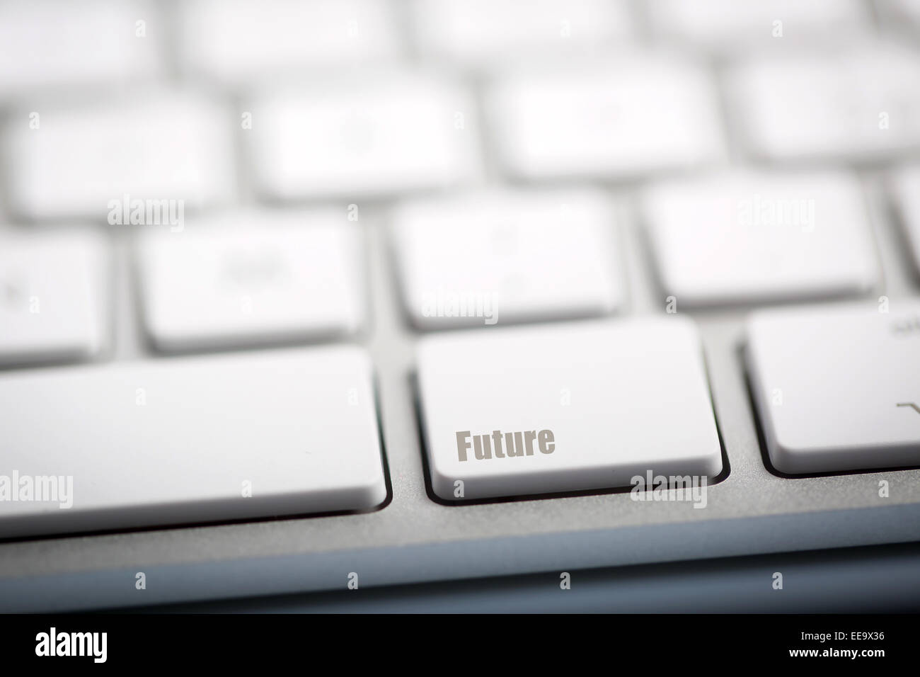 The word 'FUTURE' written on metallic keyboard. Stock Photo