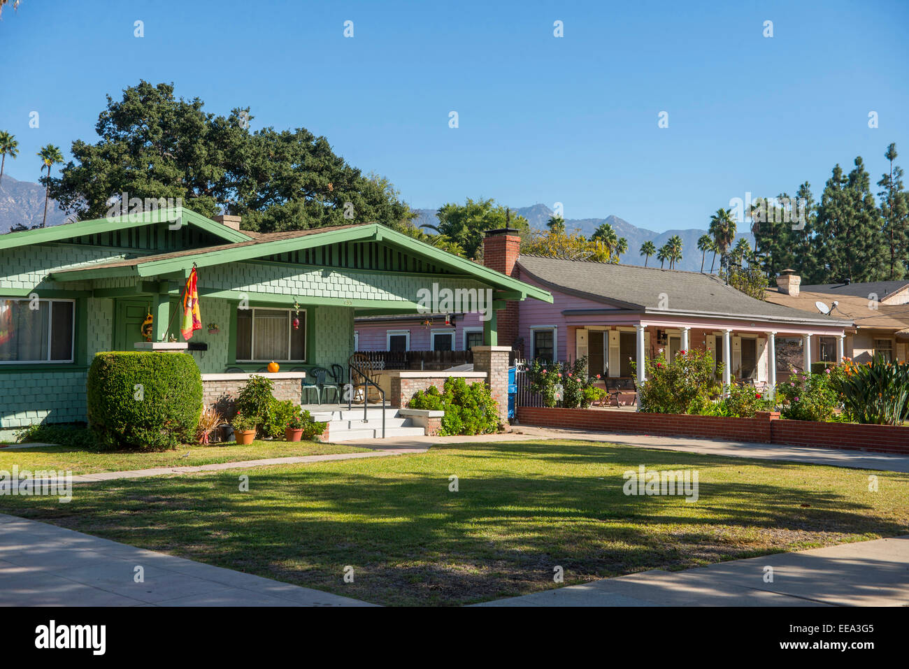 USA; California typical homes in the suburbs of Pasadena. Stock Photo