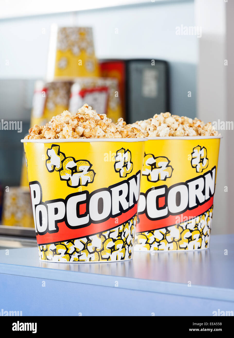 Popcorn On Concession Counter Stock Photo