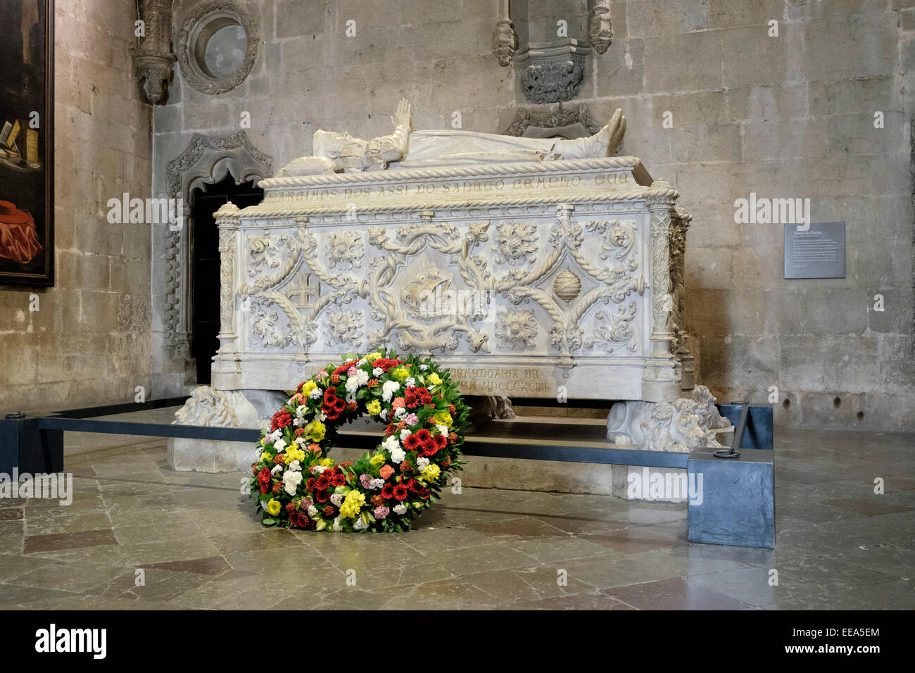 Portugal, Lisbon, Jerónimos Monastery: Tomb of the Portugese explorer, Vasco da Gama Stock Photo