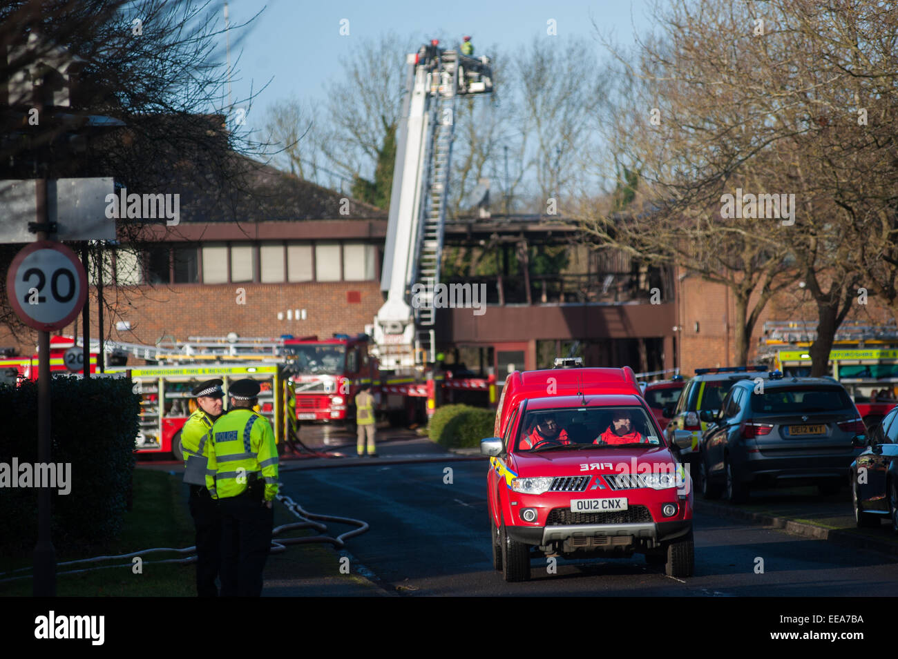 Fire engines attend a massive fire at South Oxfordshire District ...