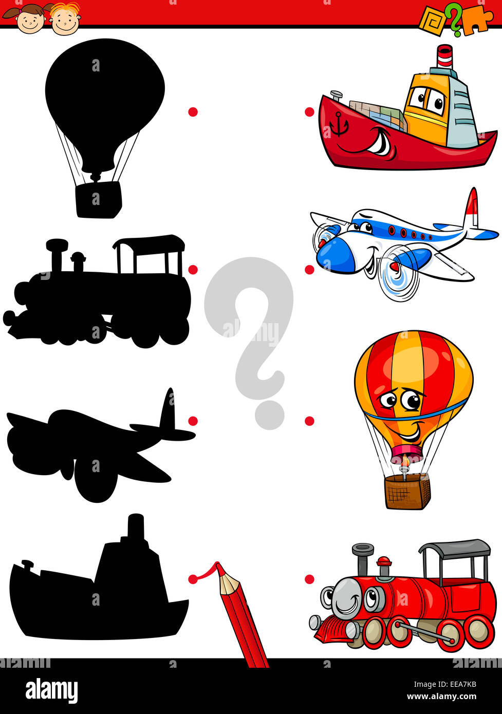 Cartoon Illustration of Education Shadow Matching Game for Preschool ...
