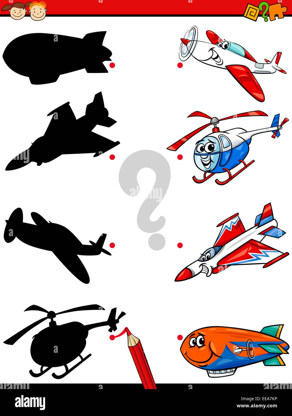 Cartoon Illustration of Education Shadow Matching Game for Preschool ...