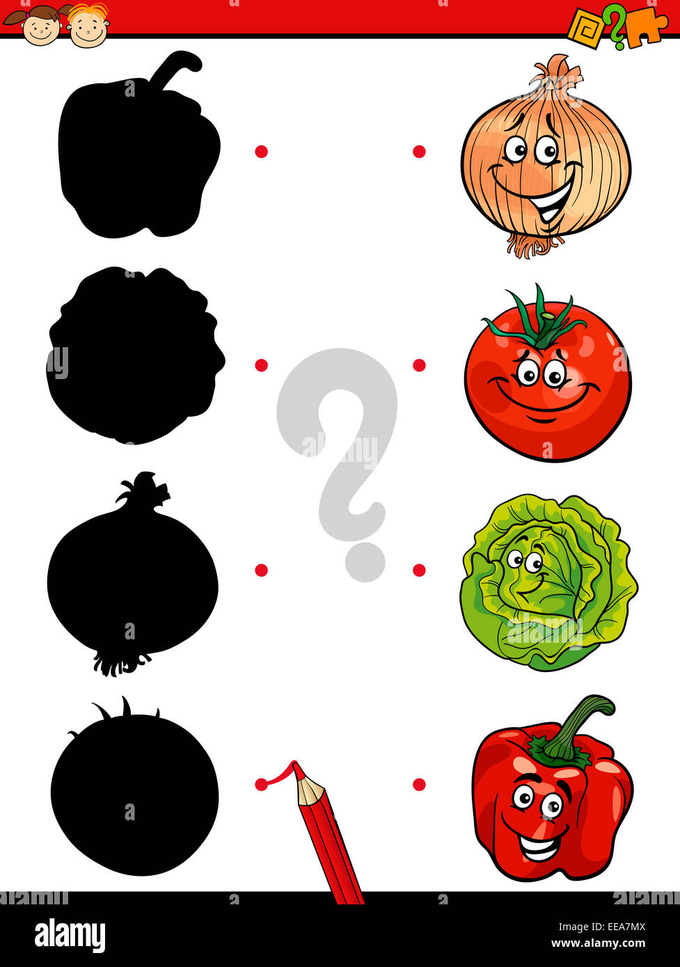 Cartoon Illustration of Education Shadow Matching Game for Preschool ...