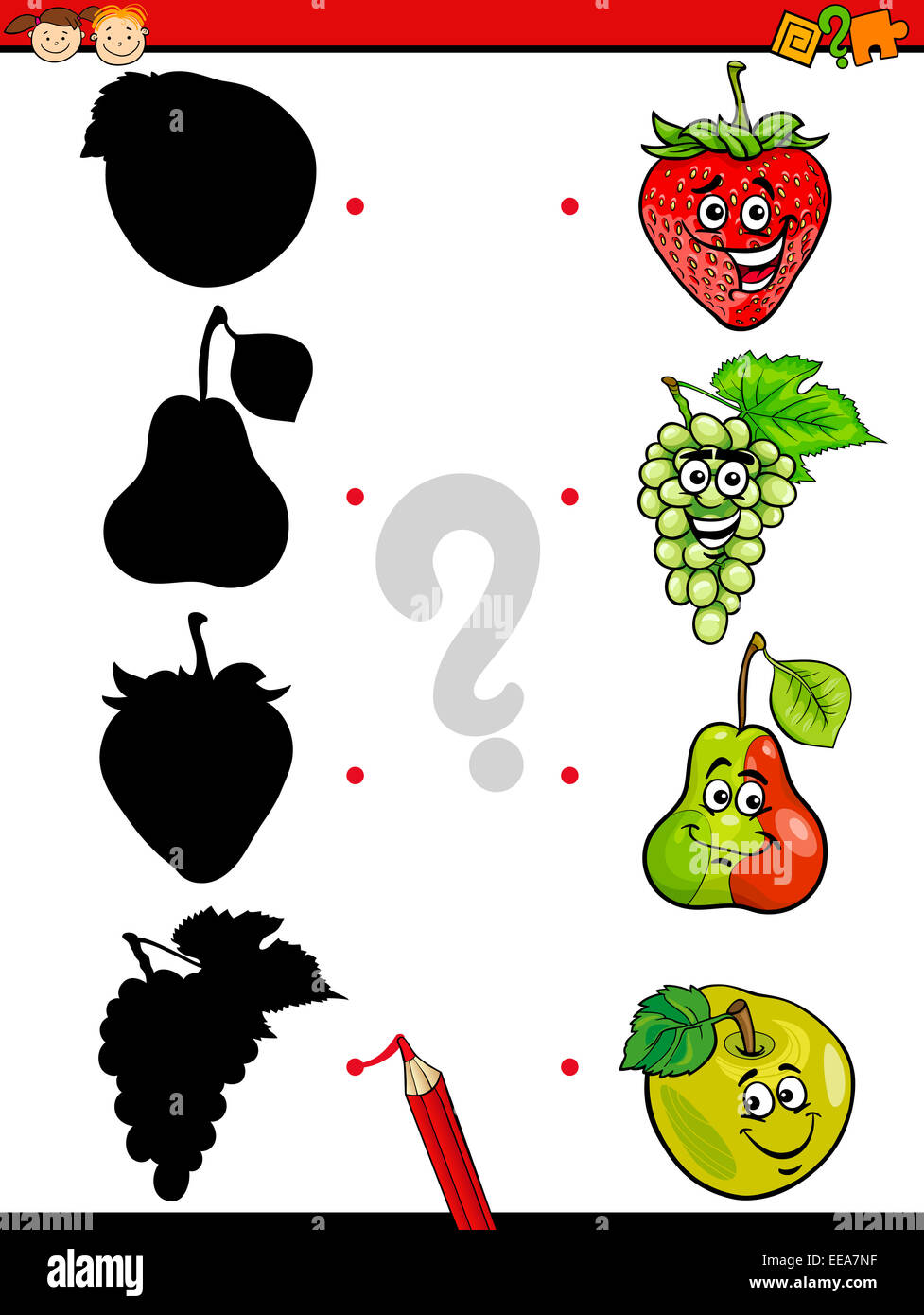 Cartoon Illustration of Education Shadow Matching Game for Preschool ...