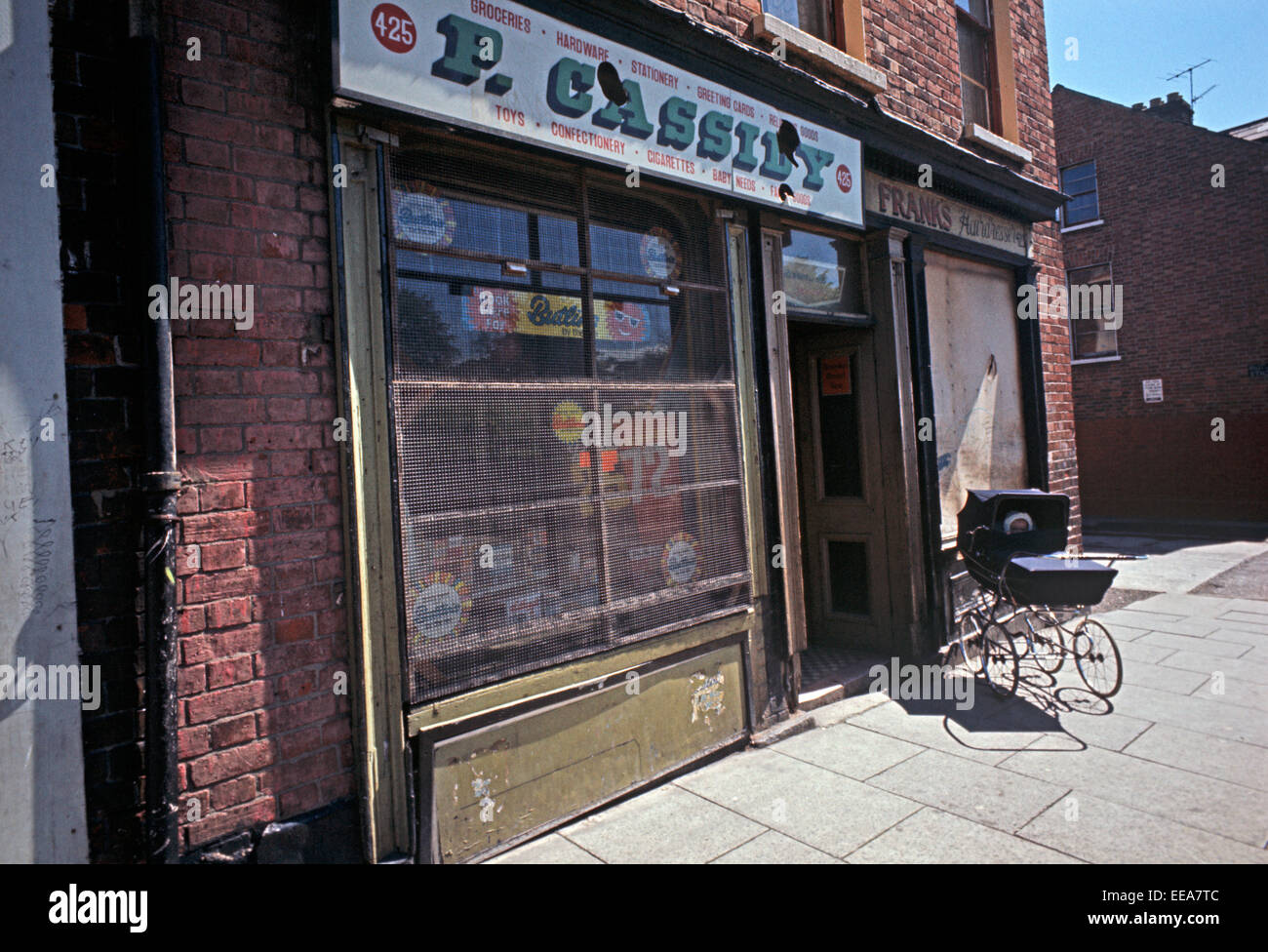 BELFAST, NORTHERN IRELAND MAY 1972. Shop Front Grill protection