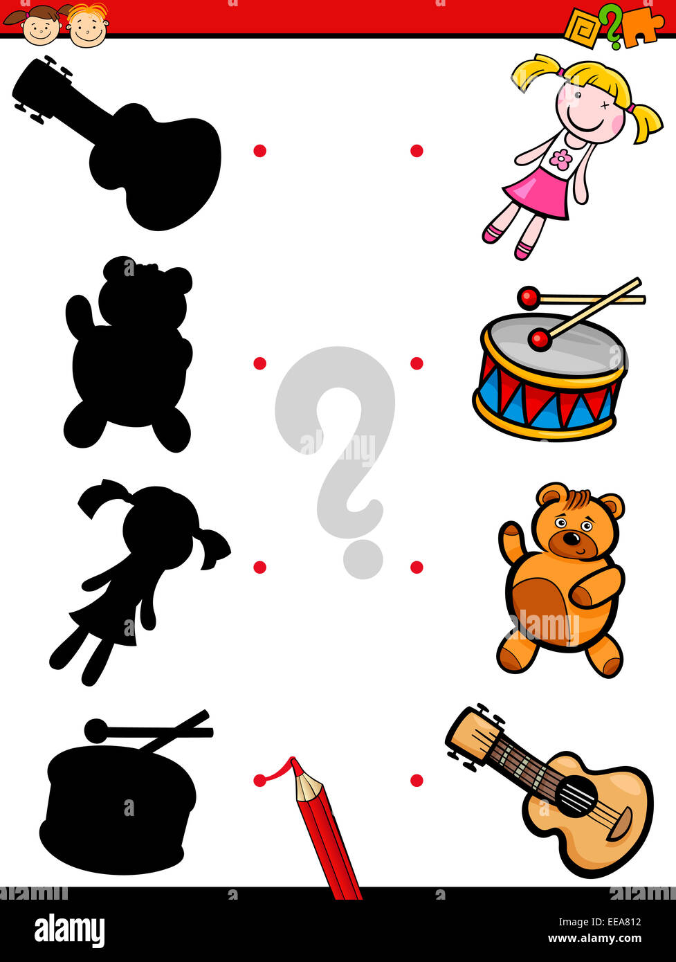 Cartoon Illustration of Education Shadow Matching Game for Preschool ...