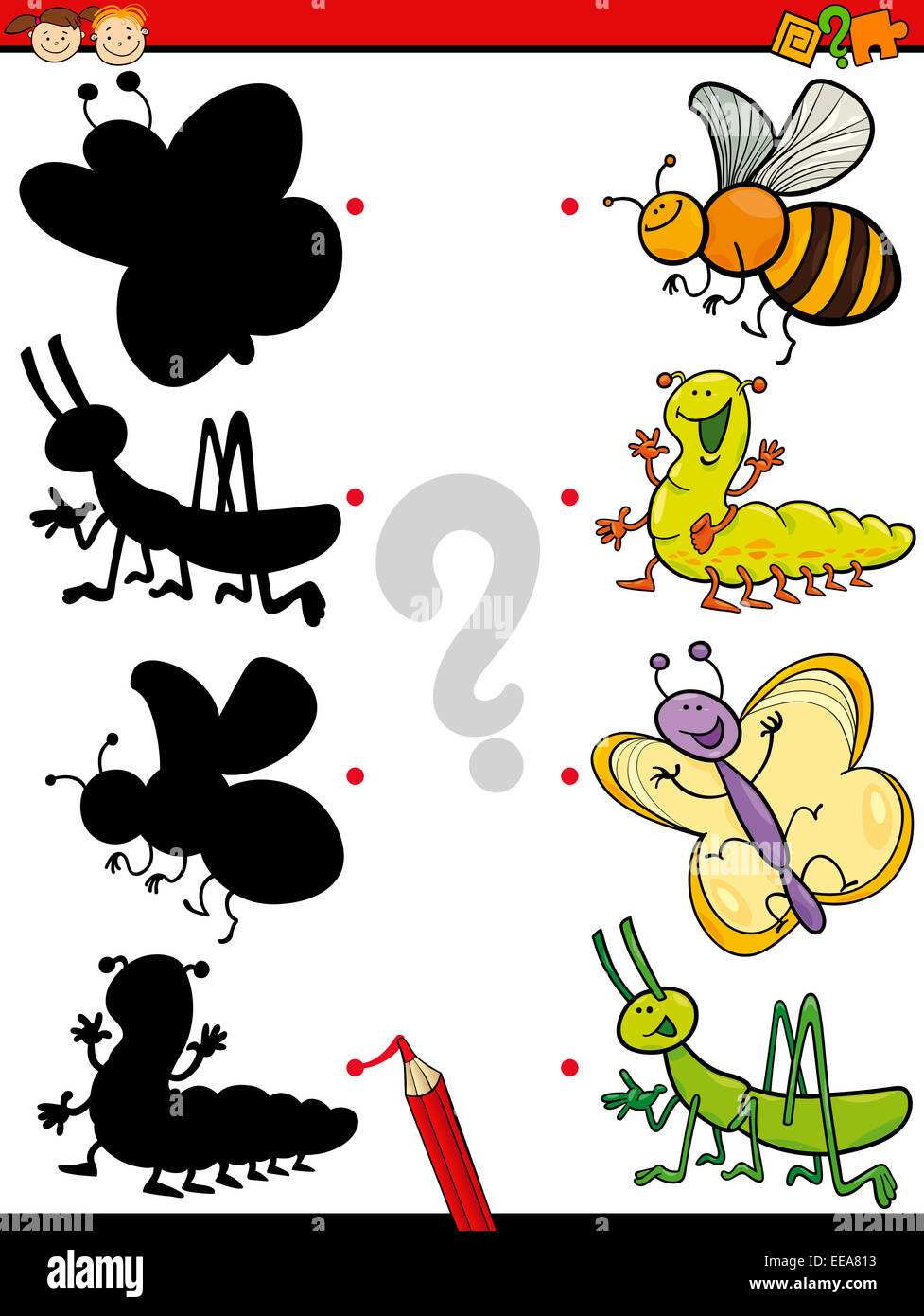 Cartoon Illustration of Education Shadow Matching Game for Preschool ...