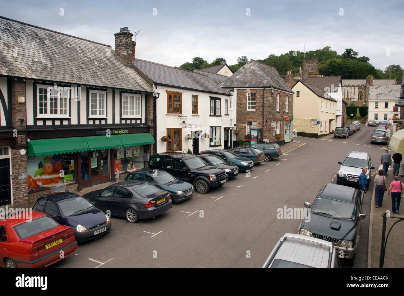 Dulverton and Exmoor including a group of Exmoor ponies, Devonshire, UK Stock Photo