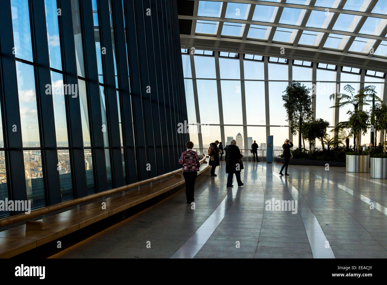 The Sky Garden is a public garden and viewing platform at the top of 20 Fenchurch Street, also known as the Walkie-Talkie Stock Photo