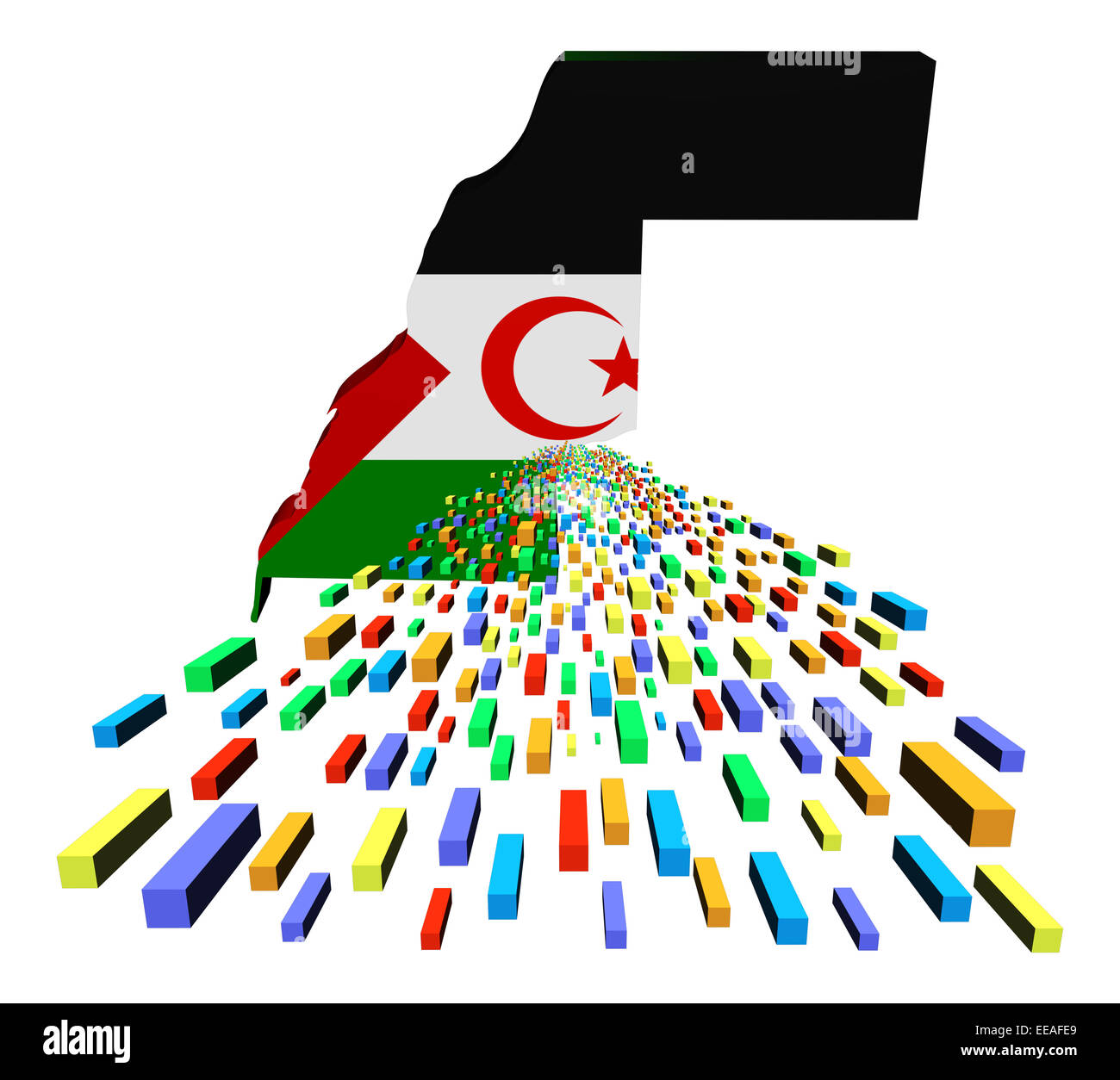 Western Sahara map flag with containers illustration Stock Photo