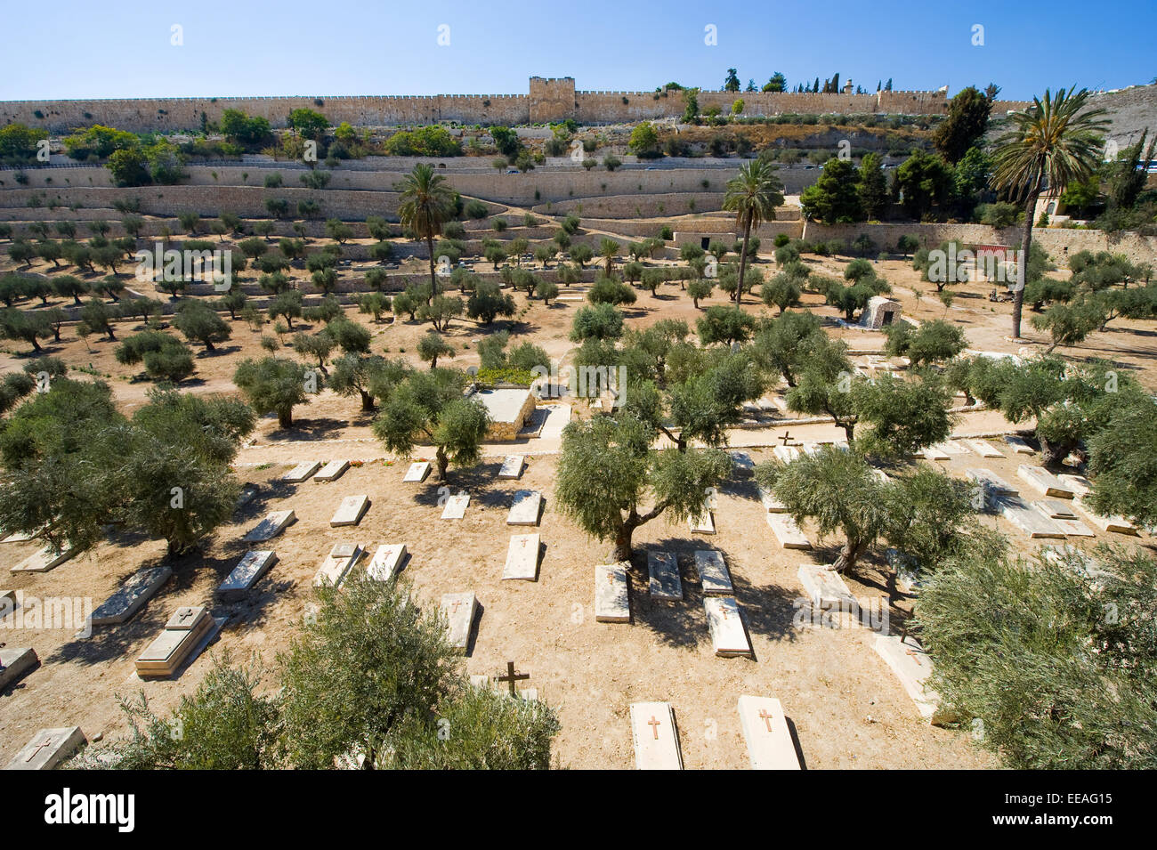 Christian cemetery in the Kidron valley on the foot of the mount of