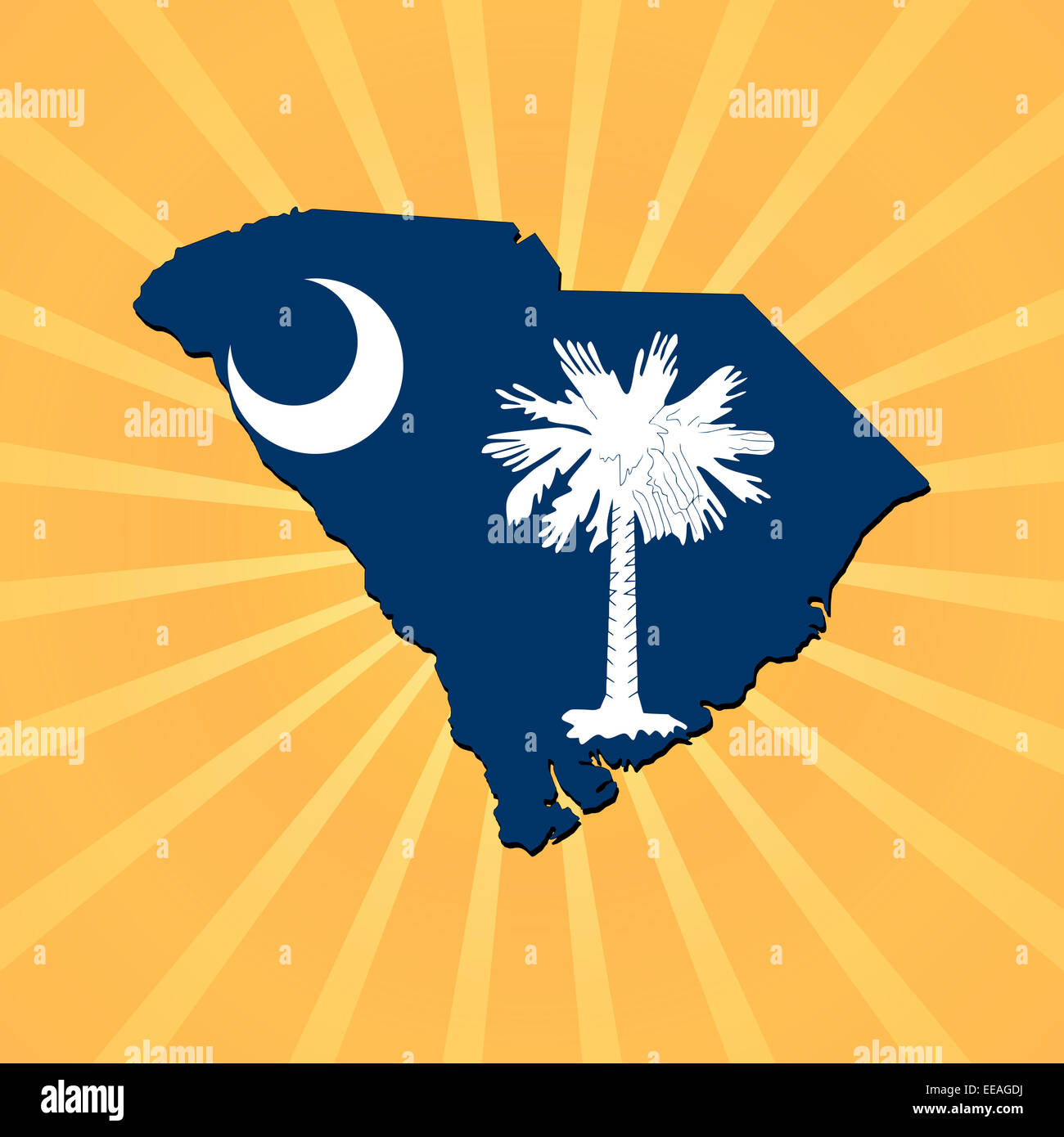 South Carolina map flag on sunburst illustration Stock Photo - Alamy