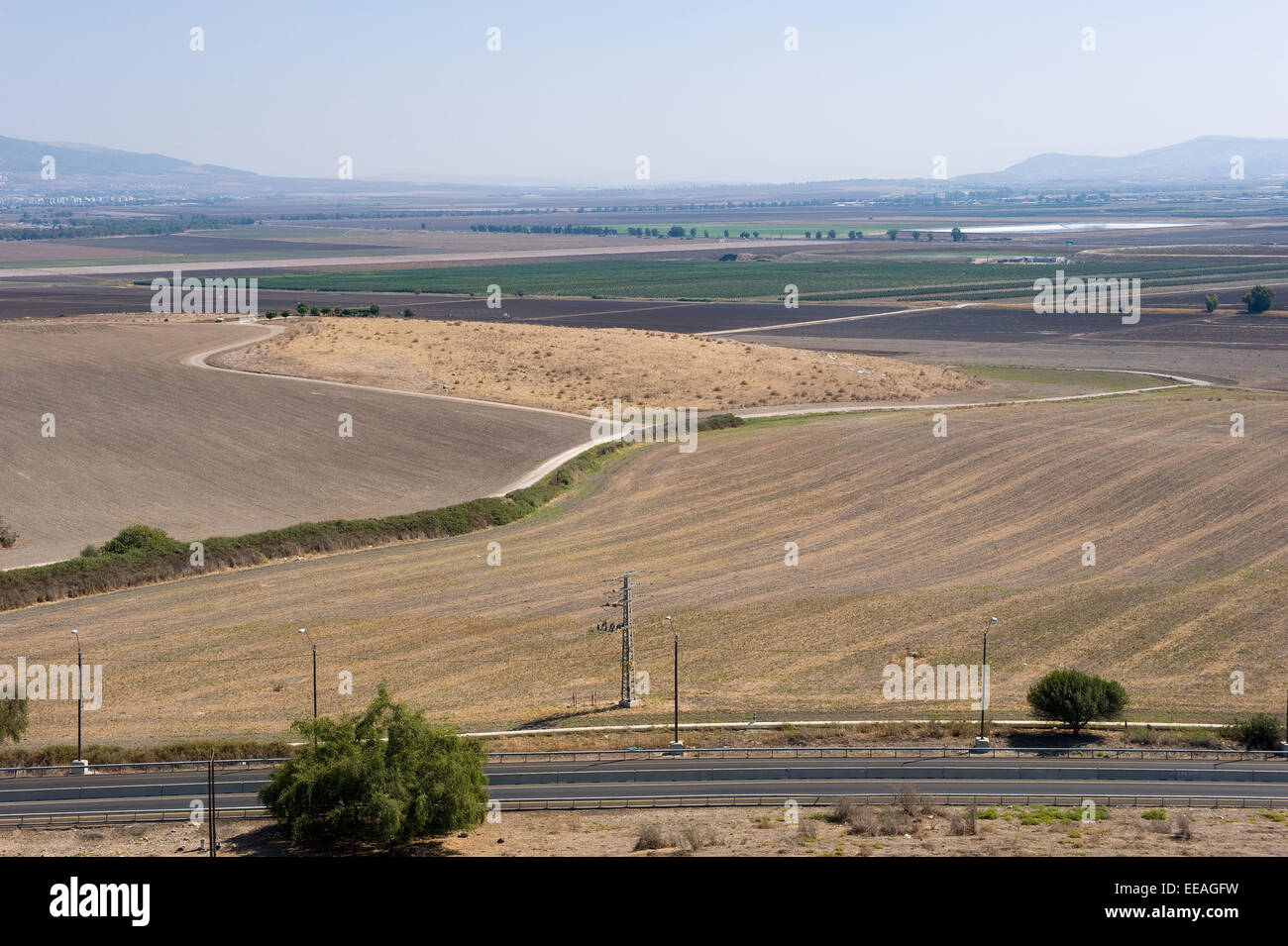 The Jezreel valley as seen from the ancient city Megiddo Stock Photo