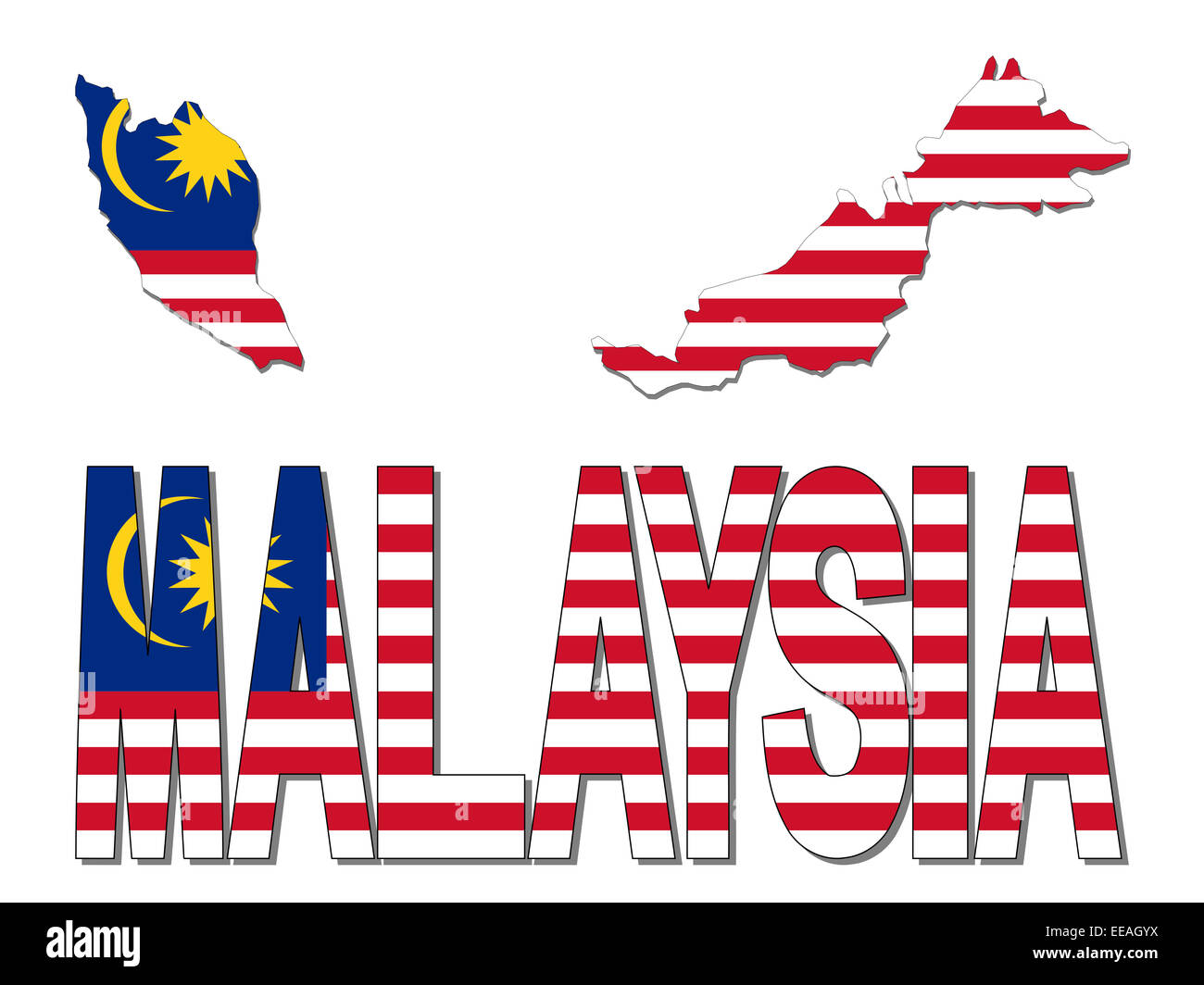 Malaysia map flag and text illustration Stock Photo