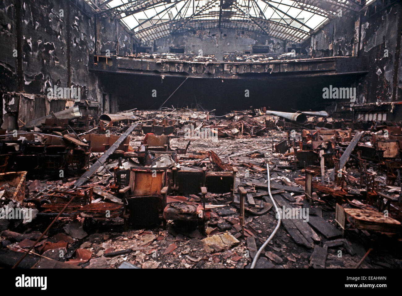 BELFAST, NORTHERN IRELAND - JUNE 1972. Fire Bombed Cinema by the IRA ...